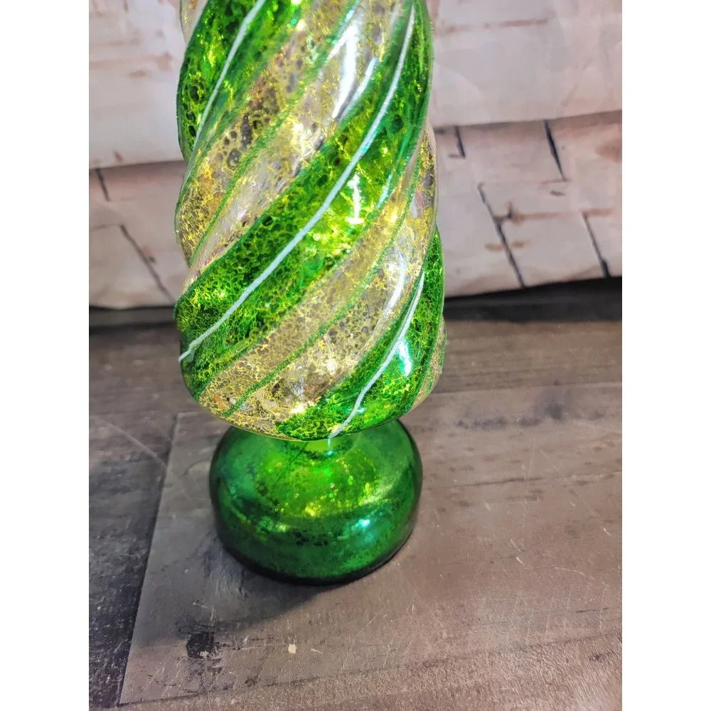 Green striped crackle tree Xmas star‎ Decor figure light up